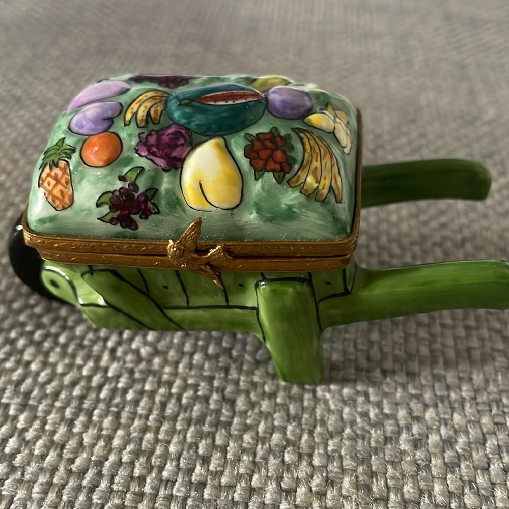 Limoges Wheelbarrow Hand Painted Bix